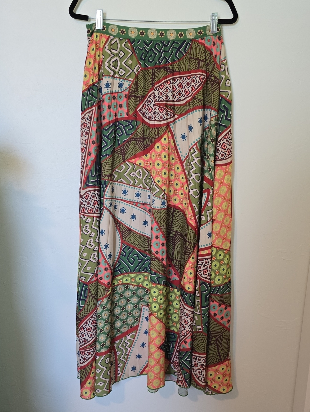 CQ by CQ Patchwork Boho Maxi Skirt Earth Tone Geometric Size Large